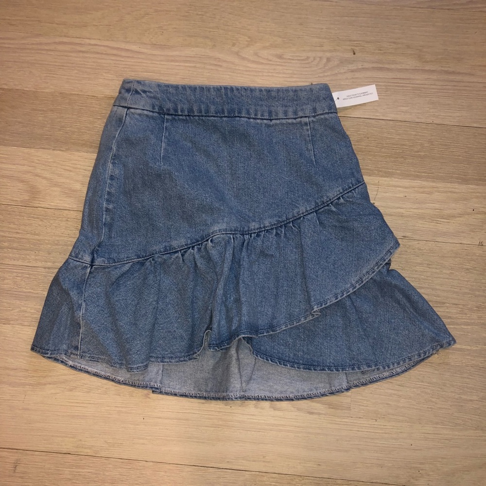 Topshop Ruffle Denim Skirt - Picture 3 of 4